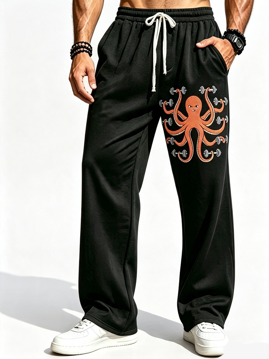 Men's Octopus Weightlifting Print Pants