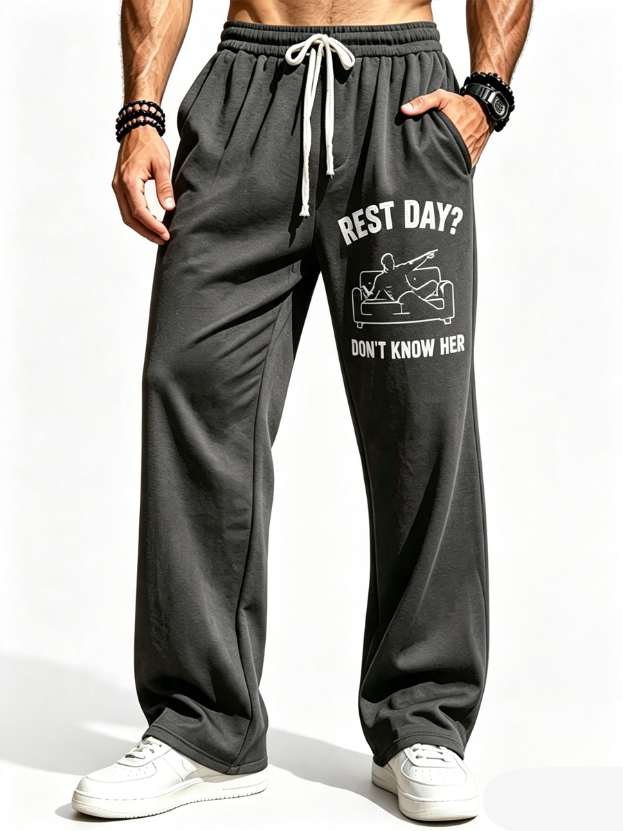 Men's Rest Day Don't Know Her Funny Graphic Print Pants