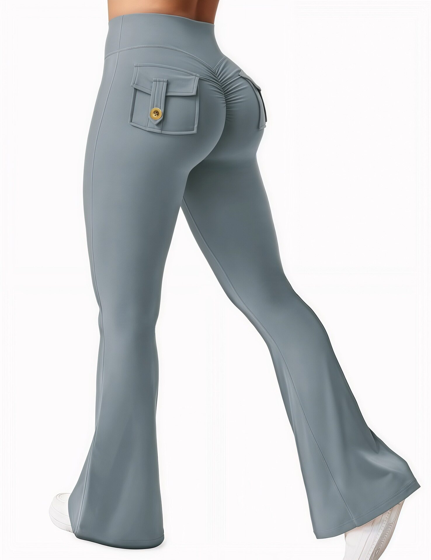 Women's Cargo Pants With Slightly Flared Pockets, Hip-Lifting And Tummy-Slimming Design