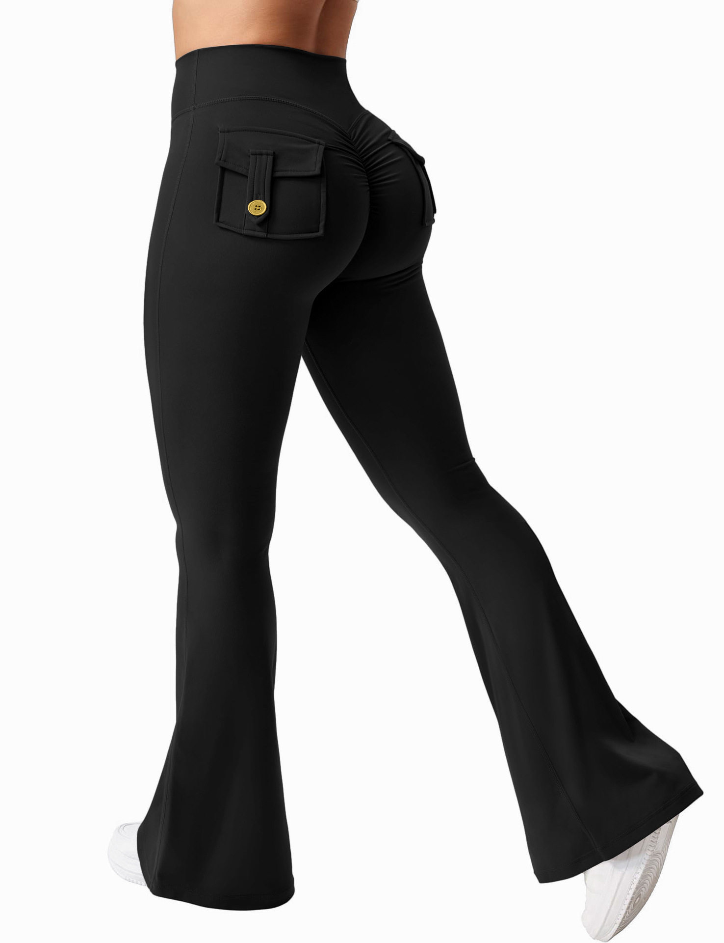 Women's Cargo Pants With Slightly Flared Pockets, Hip-Lifting And Tummy-Slimming Design