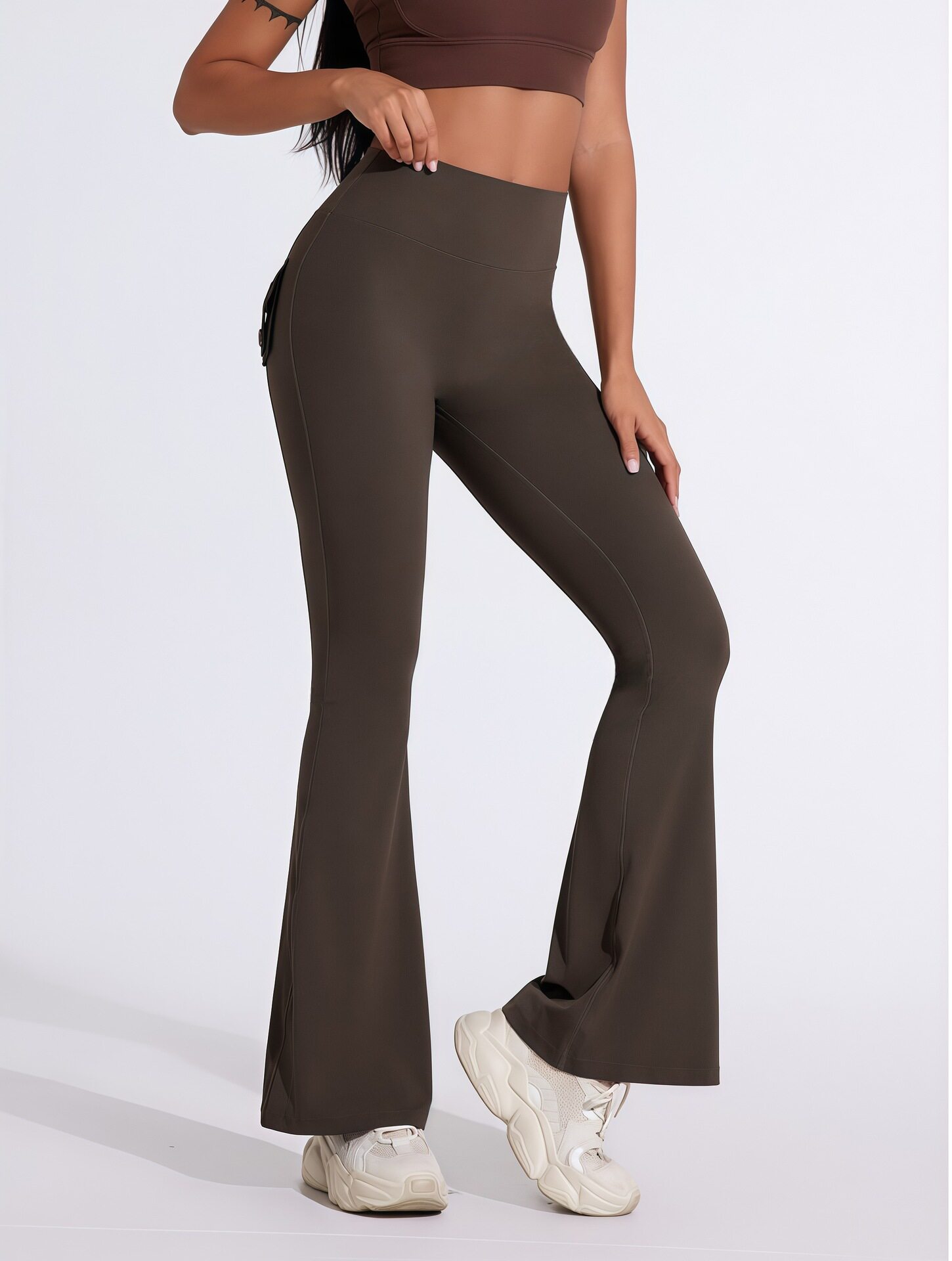Women's Cargo Pants With Slightly Flared Pockets, Hip-Lifting And Tummy-Slimming Design