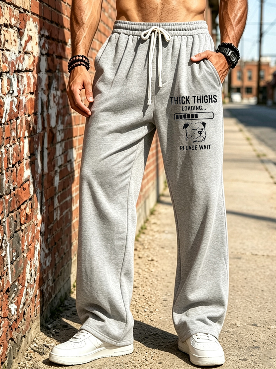 Men's Funny Gym Bulldog Progress Bar Print Pants