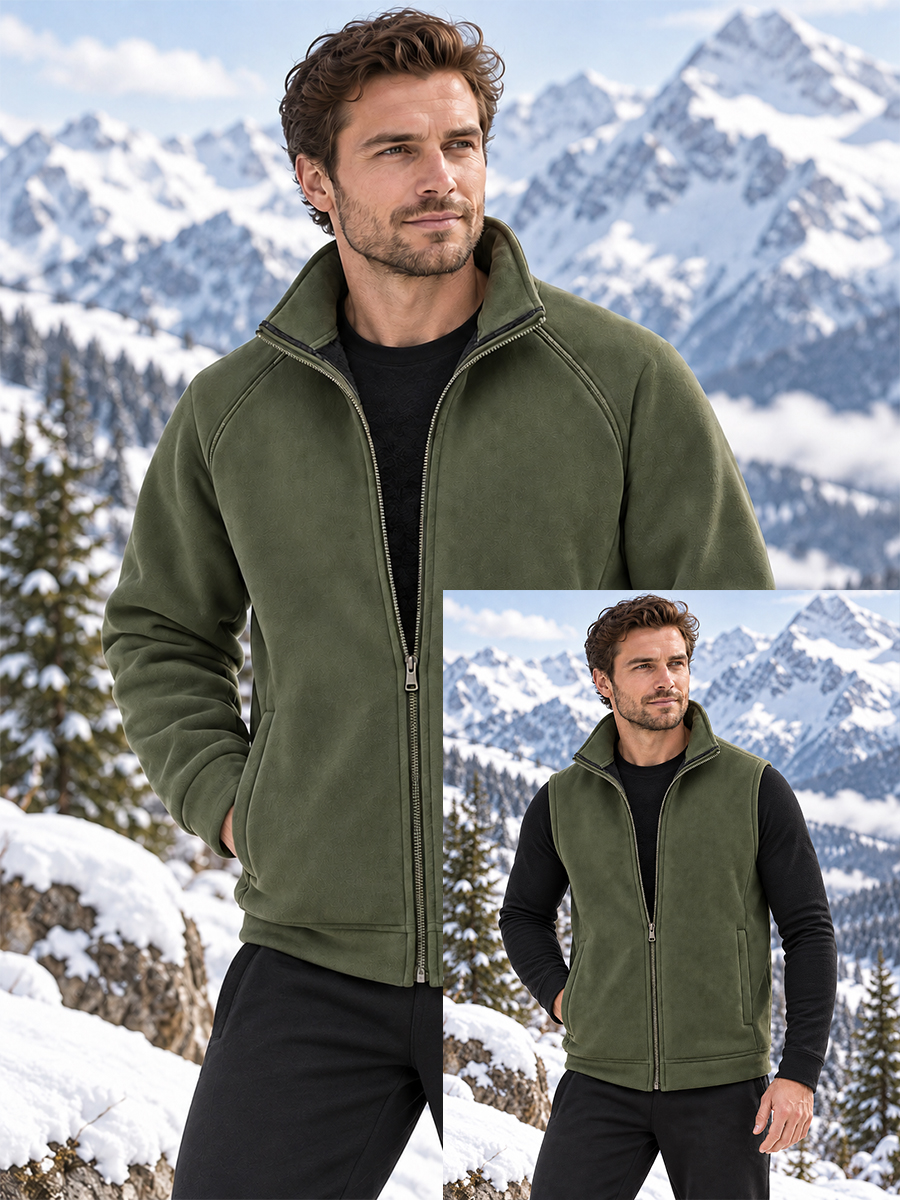 [Pre-sale]Men's Stand Collar Zip Up 2 In 1 Removable Sleeve Side Pockets Warm Casual Vest Coat