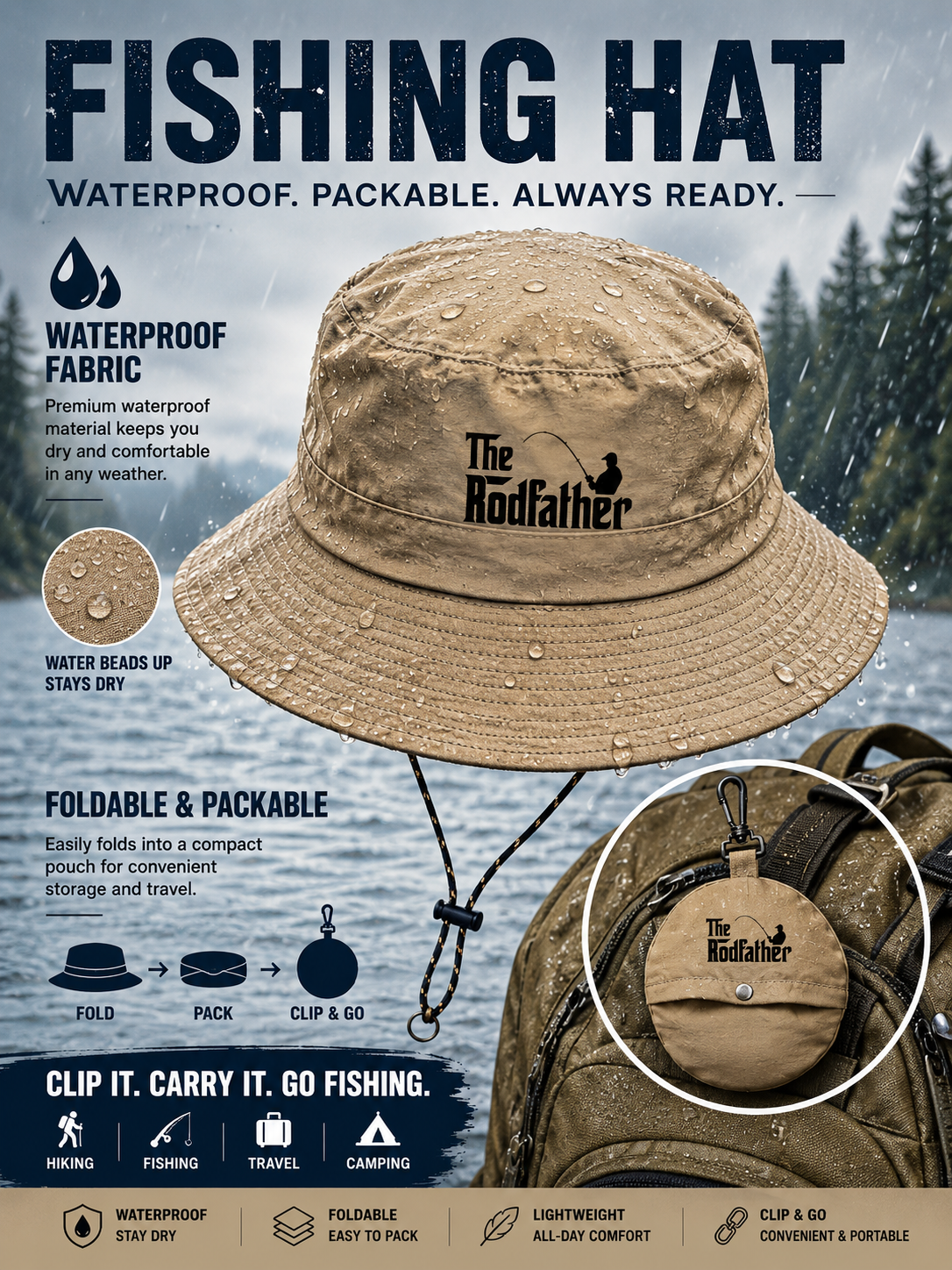 Fishing Graphic Foldable Sun Protection Fisherman Hat