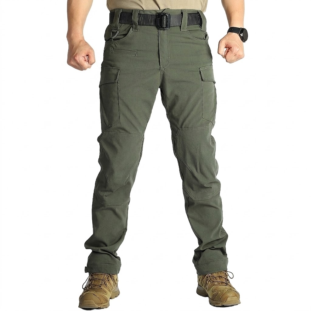 Men'S Military Green Tactical Combat Pants, Stretch Cargo Pants, With Pockets, Lightweight Outdoor Hiking Work Pants