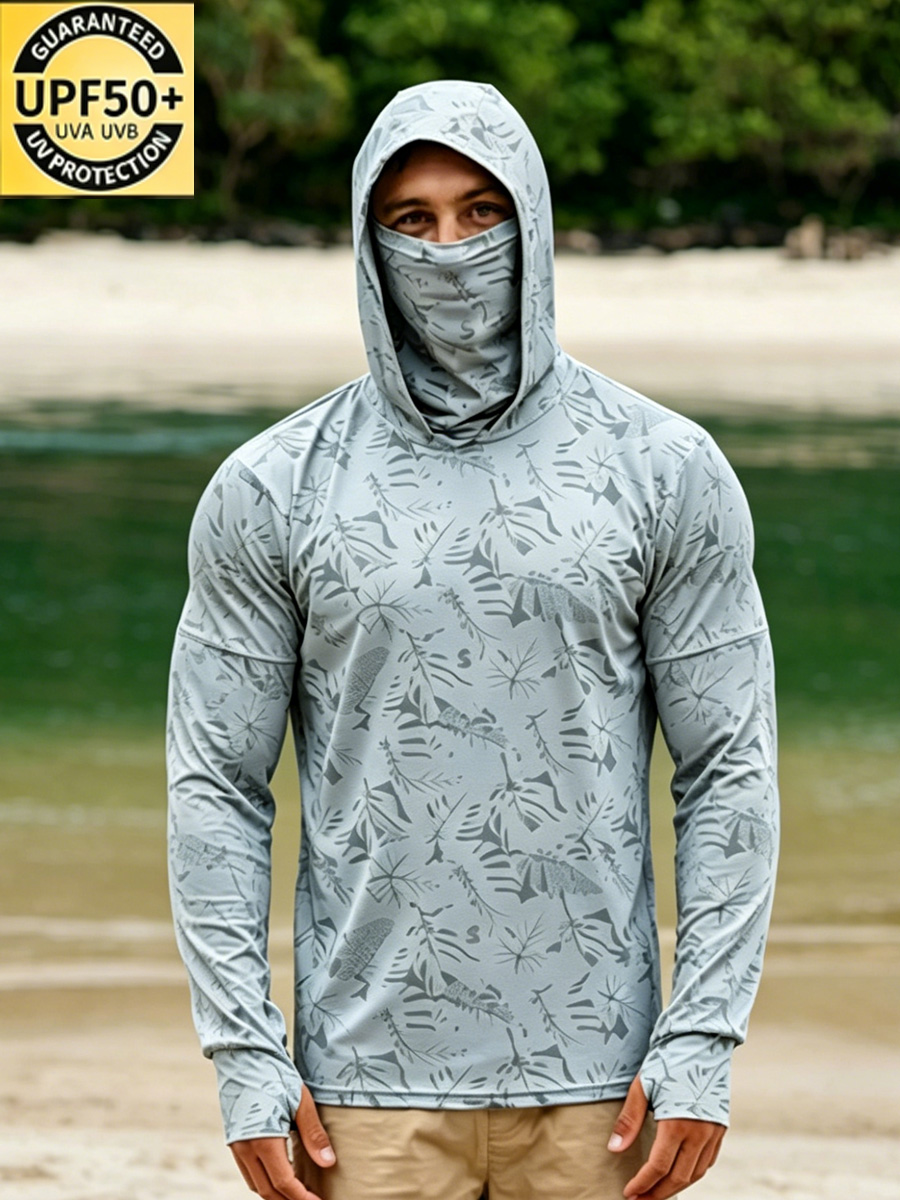 Men's UPF 50+ Floral Print Fishing and Hiking Sun Protection Clothing
