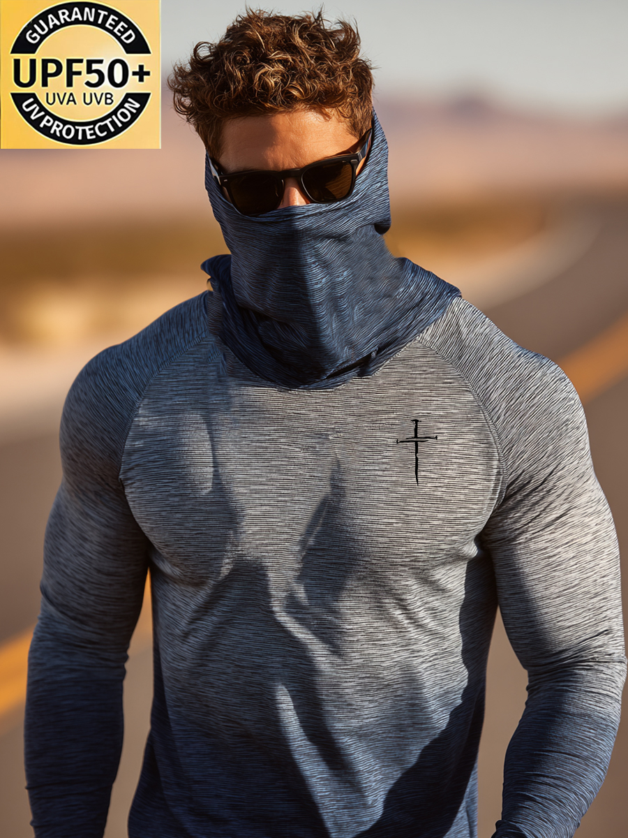 Men's Navy Ombre Cool Quick-Dry Moisture-Wicking Hooded-SunSeaUp