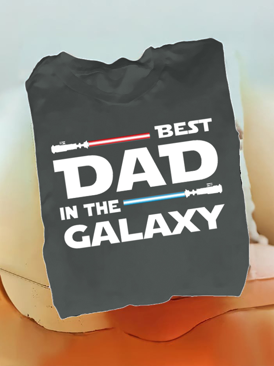 Men's Planet Print Crew Neck Short-Sleeve T-Shirt