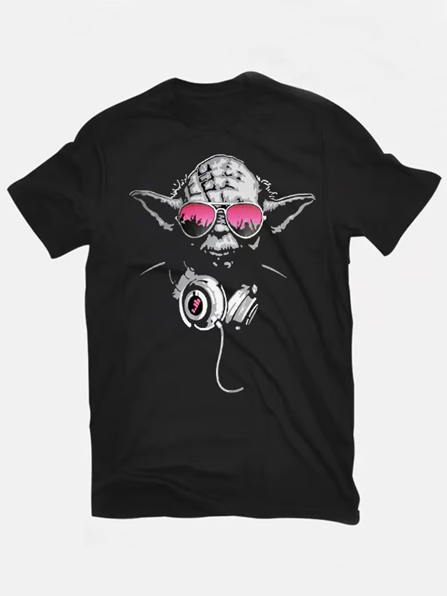 Men's Vintage Planet Print Crew Neck Short-Sleeve T-Shirt