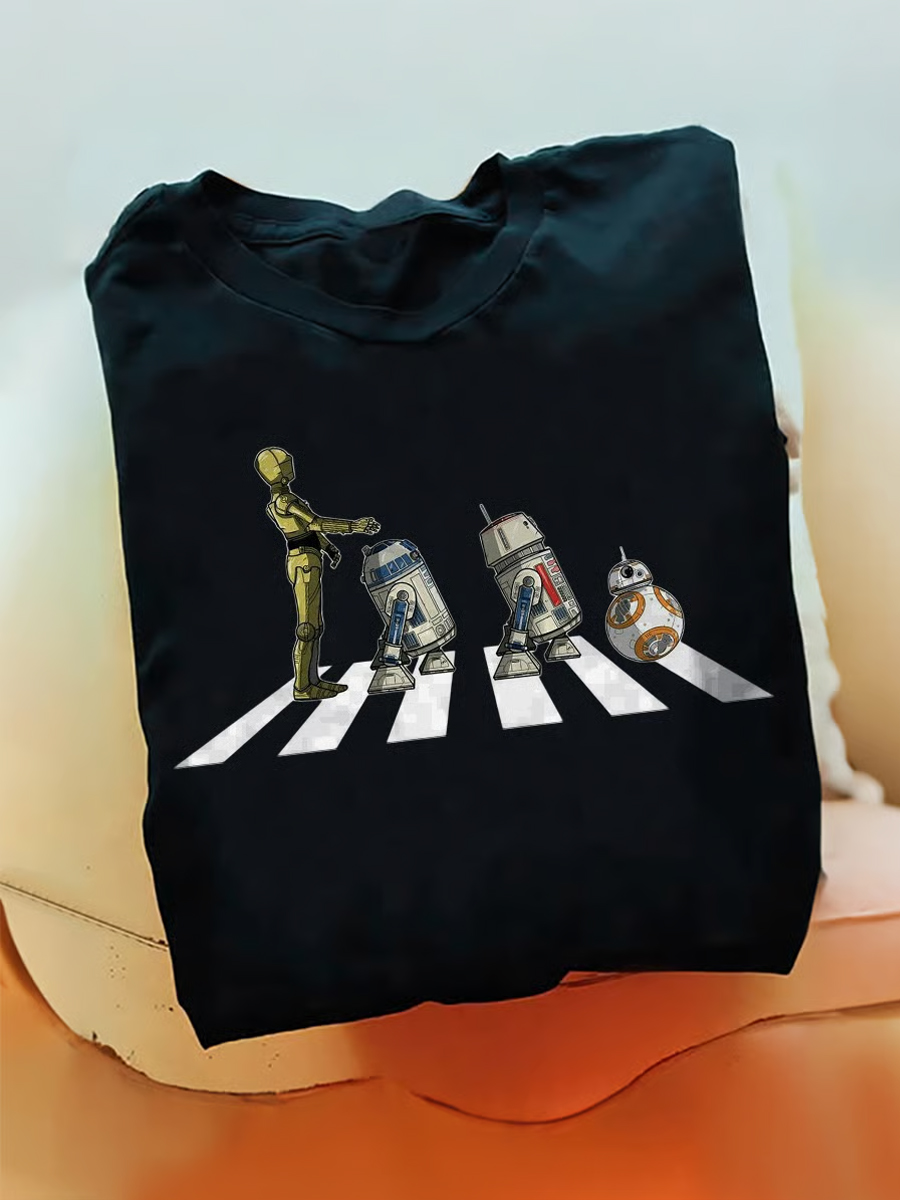 Men's Droids Road-Pattern Printed T-Shirt