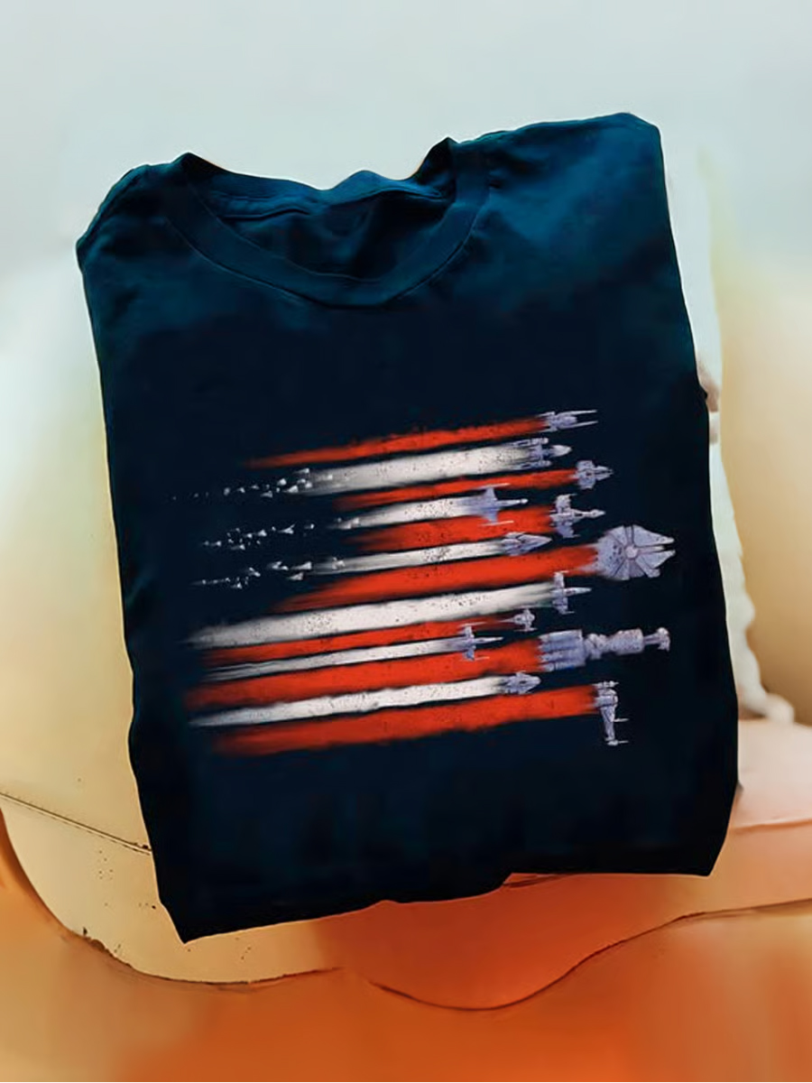 Men's Retro Spaceship Print T-shirt