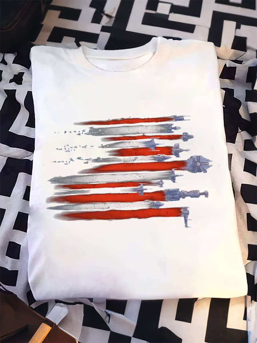 Men's Retro Spaceship Print T-shirt