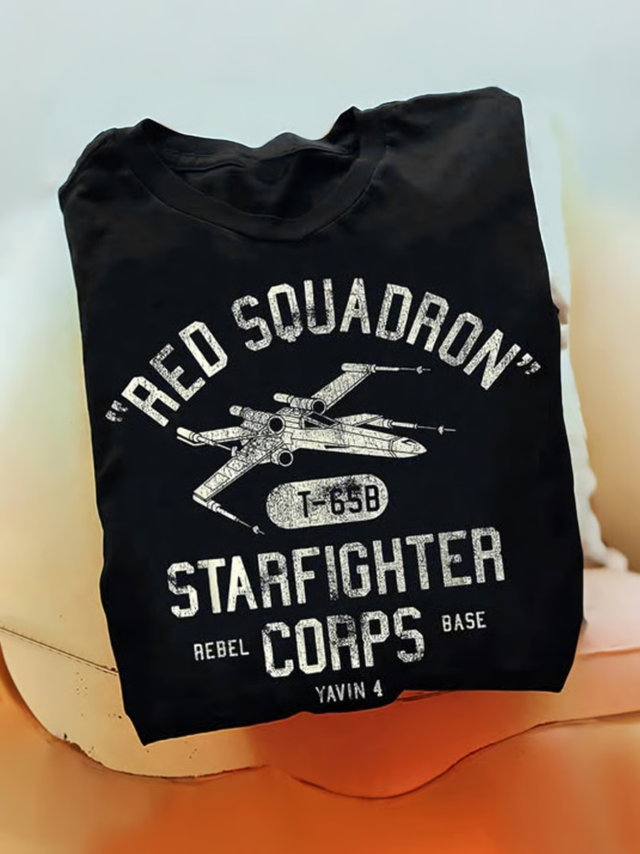 Men's Retro Spaceship and Warship Print T-shirt