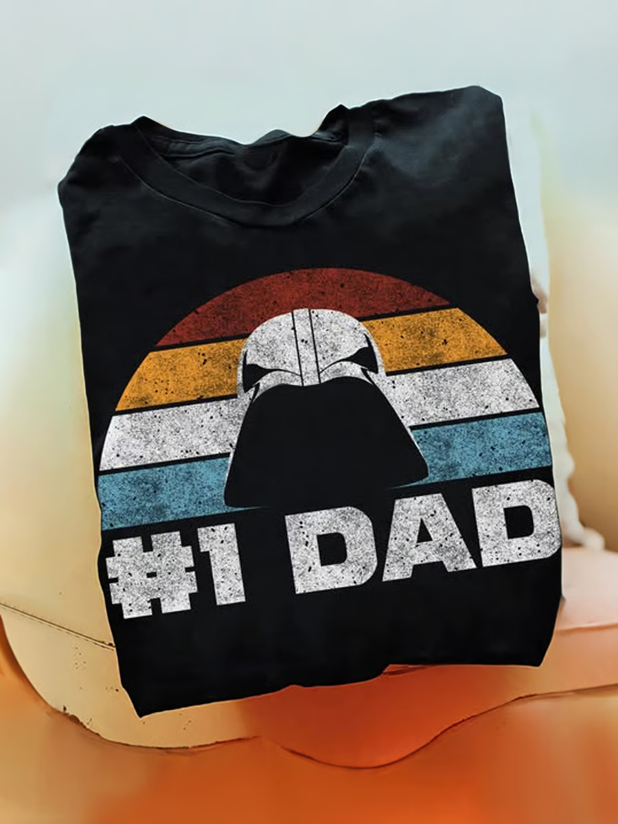 Men's Retro Black Warrior Print T-shirt