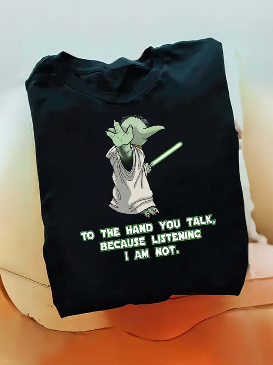 Men's Green Master and Lightsaber Graphic Print T-shirt
