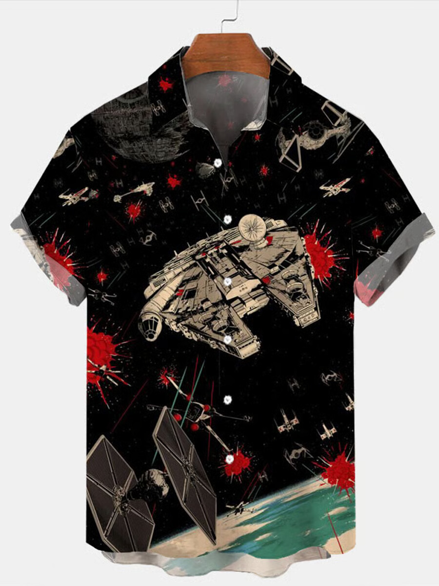 Men's H-Spaceflight Allover Print Short-Sleeve Shirt