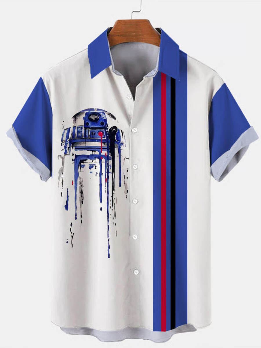 Men's Urban Droid Drip-Print Short-Sleeve Shirt