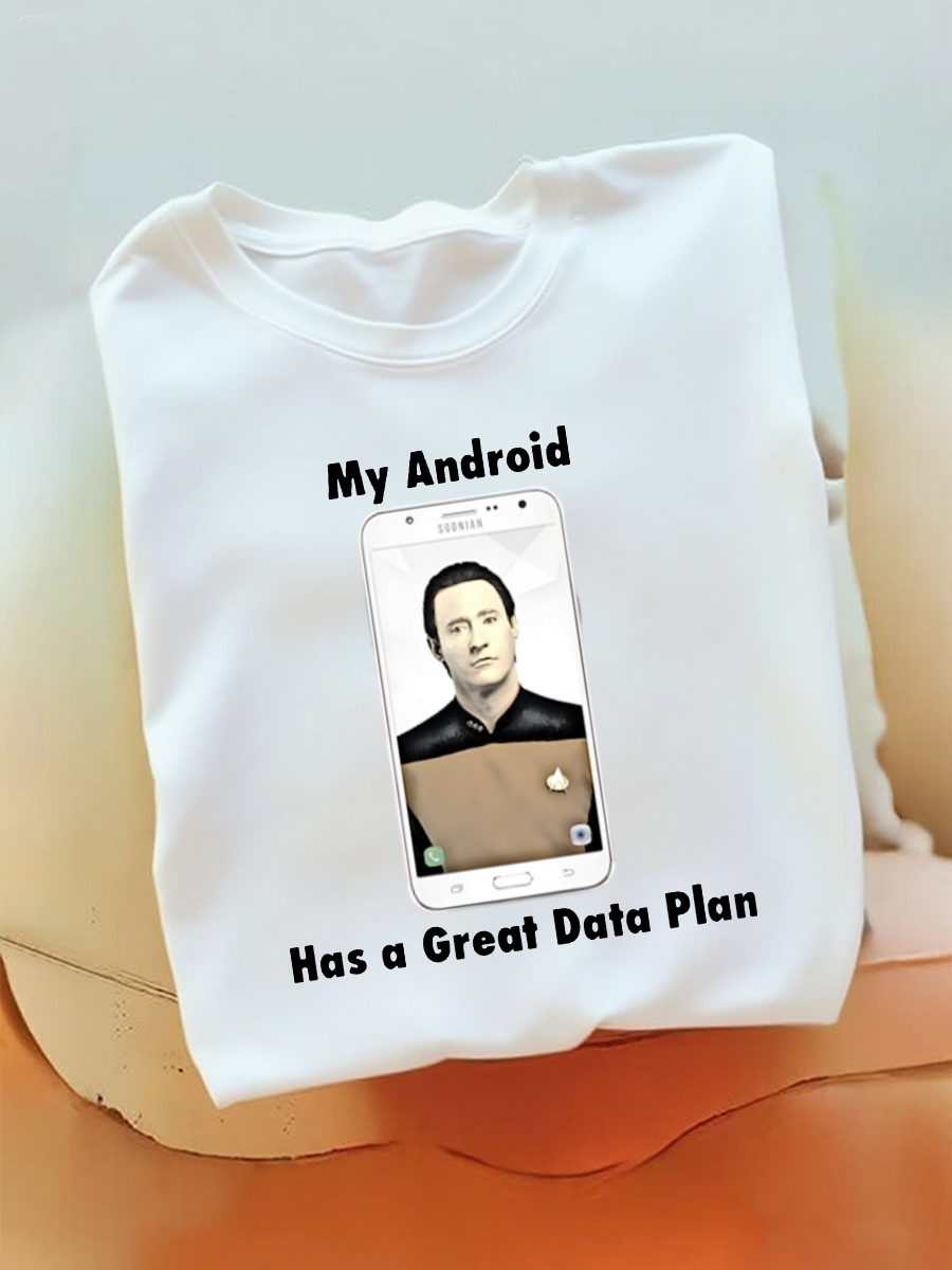 Men's "My Android Has A Great Data Plan" Phone Graphic Print T-Shirt