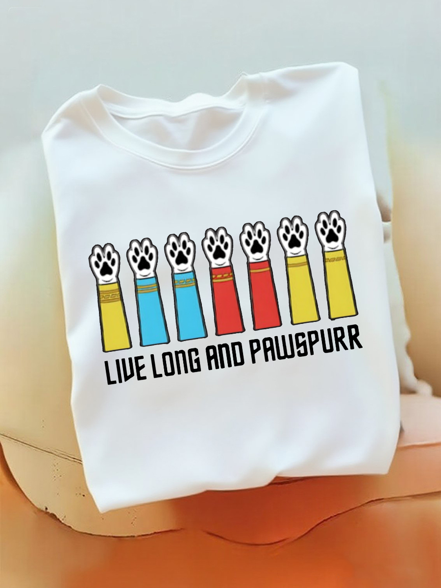 Men's Cute Pet Paw Print Vertical Color Block Stripe Graphic Print T-Shirt