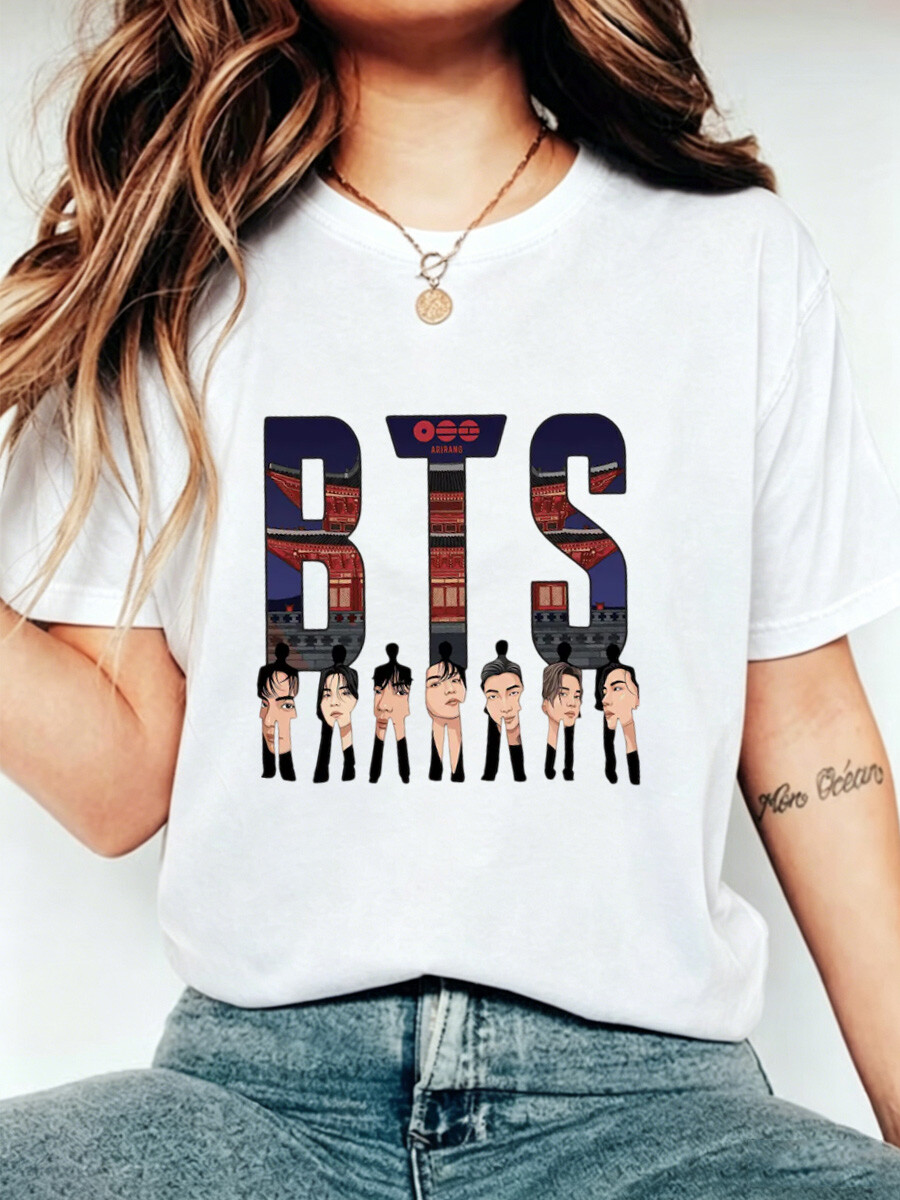 Concert stage and cartoon character creative graphic T-shirts | Women's fashion culture and art T-shirts