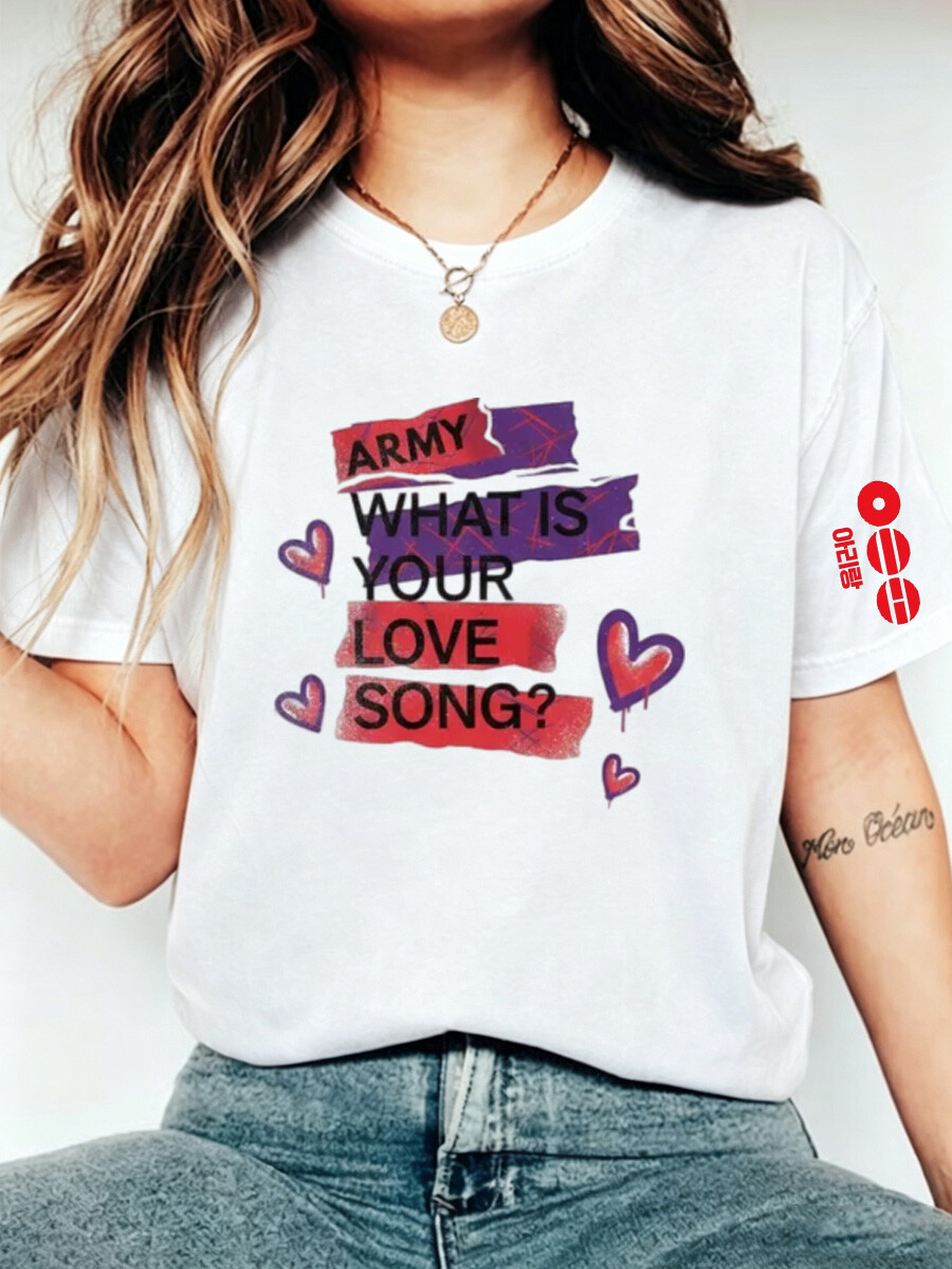 Women's Trendy Letter Print Heart Theme Graphic Crew-neck Short-SleeveT-Shirt