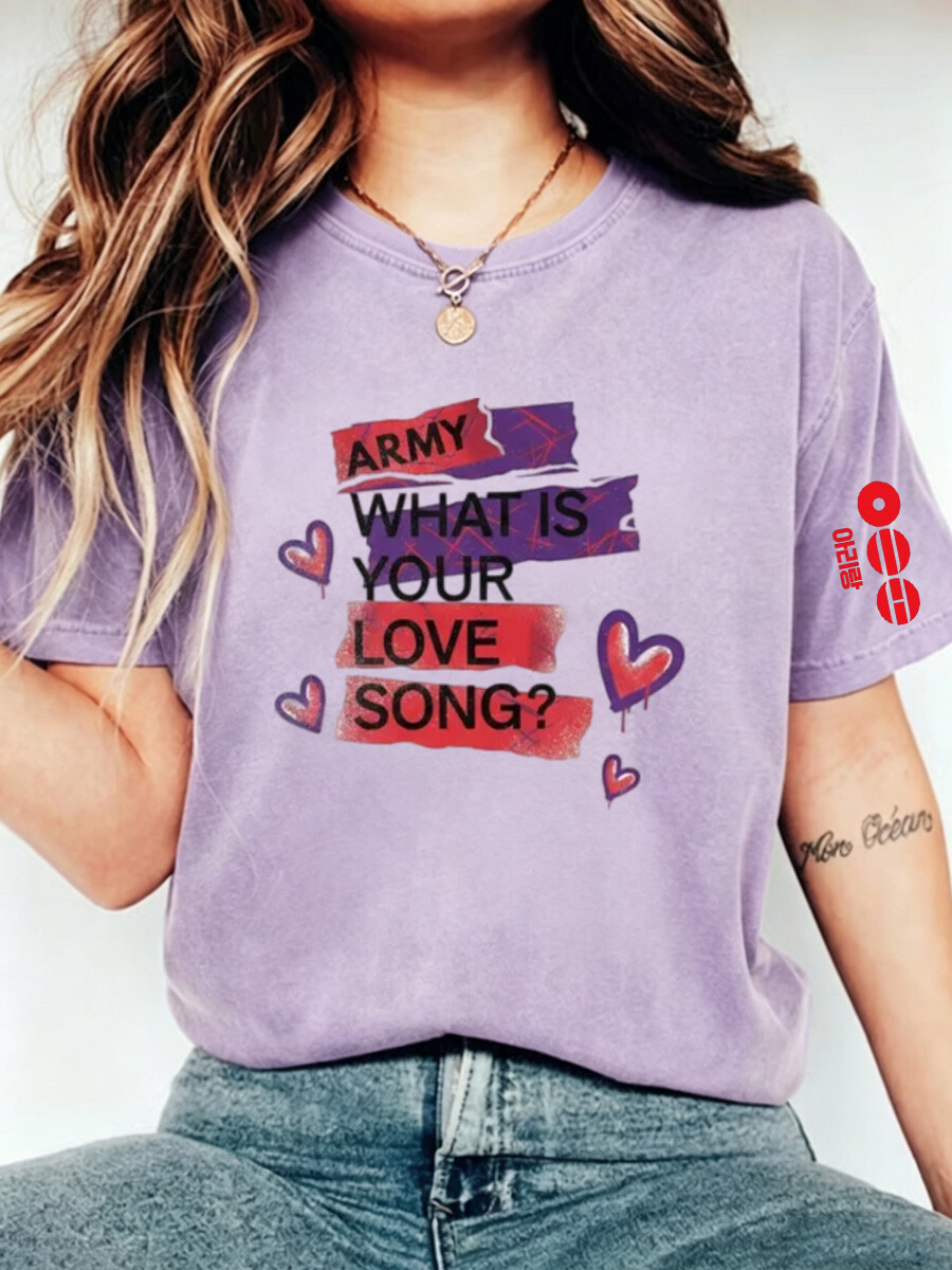 Women's Trendy Letter Print Heart Theme Graphic Crew-neck Short-SleeveT-Shirt