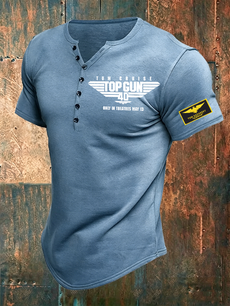 Men's Military Aviation Inspired 40th Anniversary Henley T-Shirt