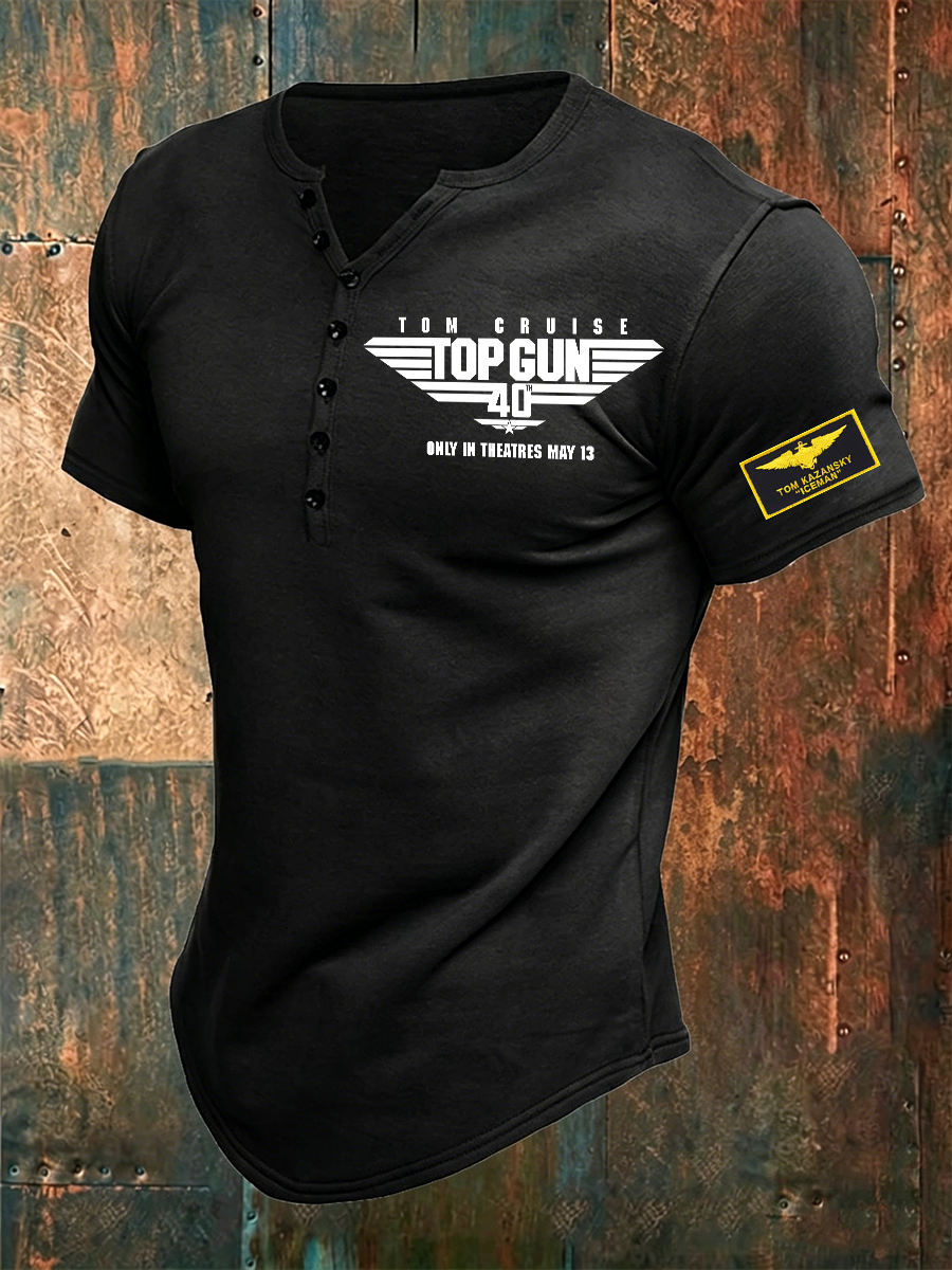 Men's Military Aviation Inspired 40th Anniversary Henley T-Shirt