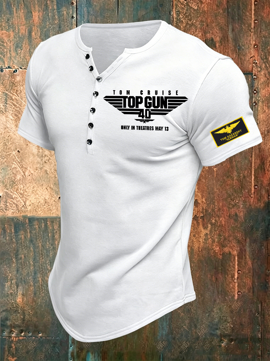 Men's Military Aviation Inspired 40th Anniversary Henley T-Shirt