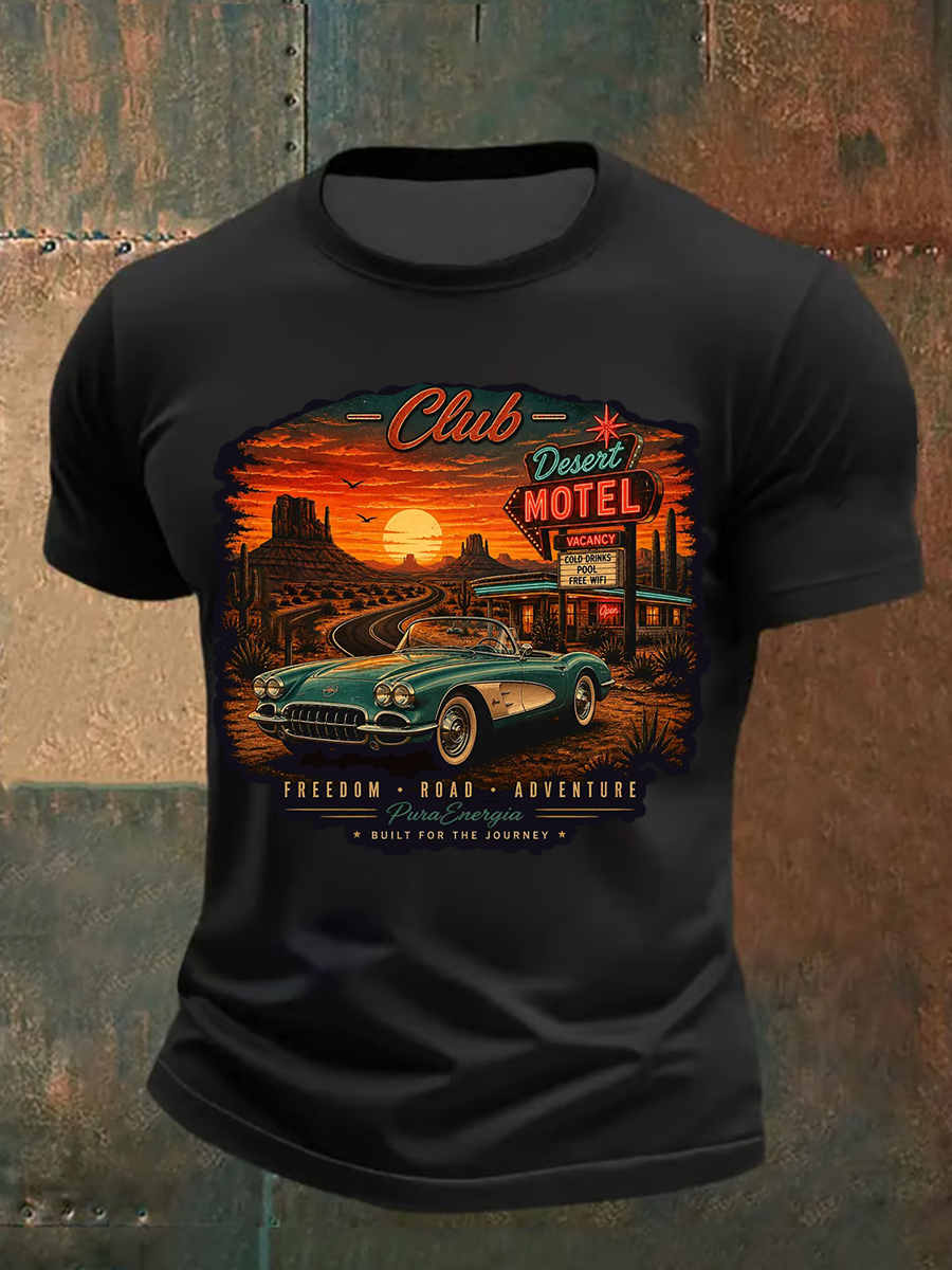Men's Desert Sunset Convertible Neon Sign Print T-Shirt