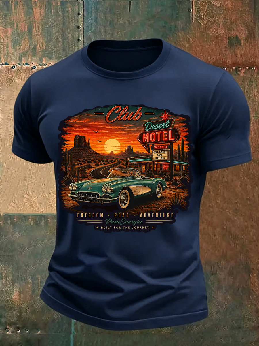 Men's Desert Sunset Convertible Neon Sign Print T-Shirt