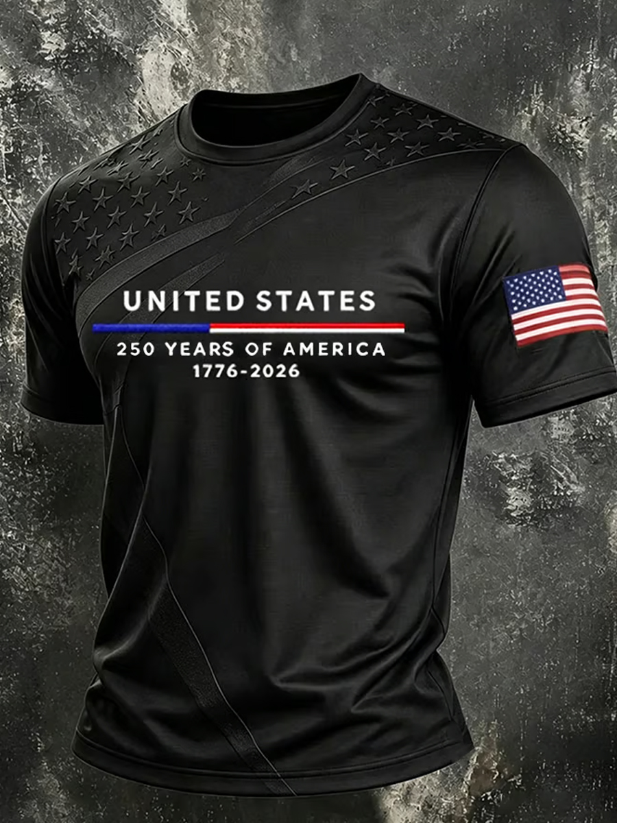 🎇The 2rd items get 20% off🎇Men'S 250th Years Of America Flag Print T-Shirt