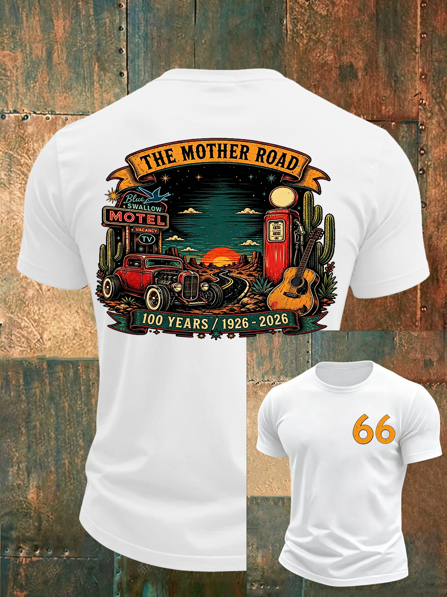 Men's Commemorates The 100th Anniversary Of U.S. Route 66 Print T-Shirt