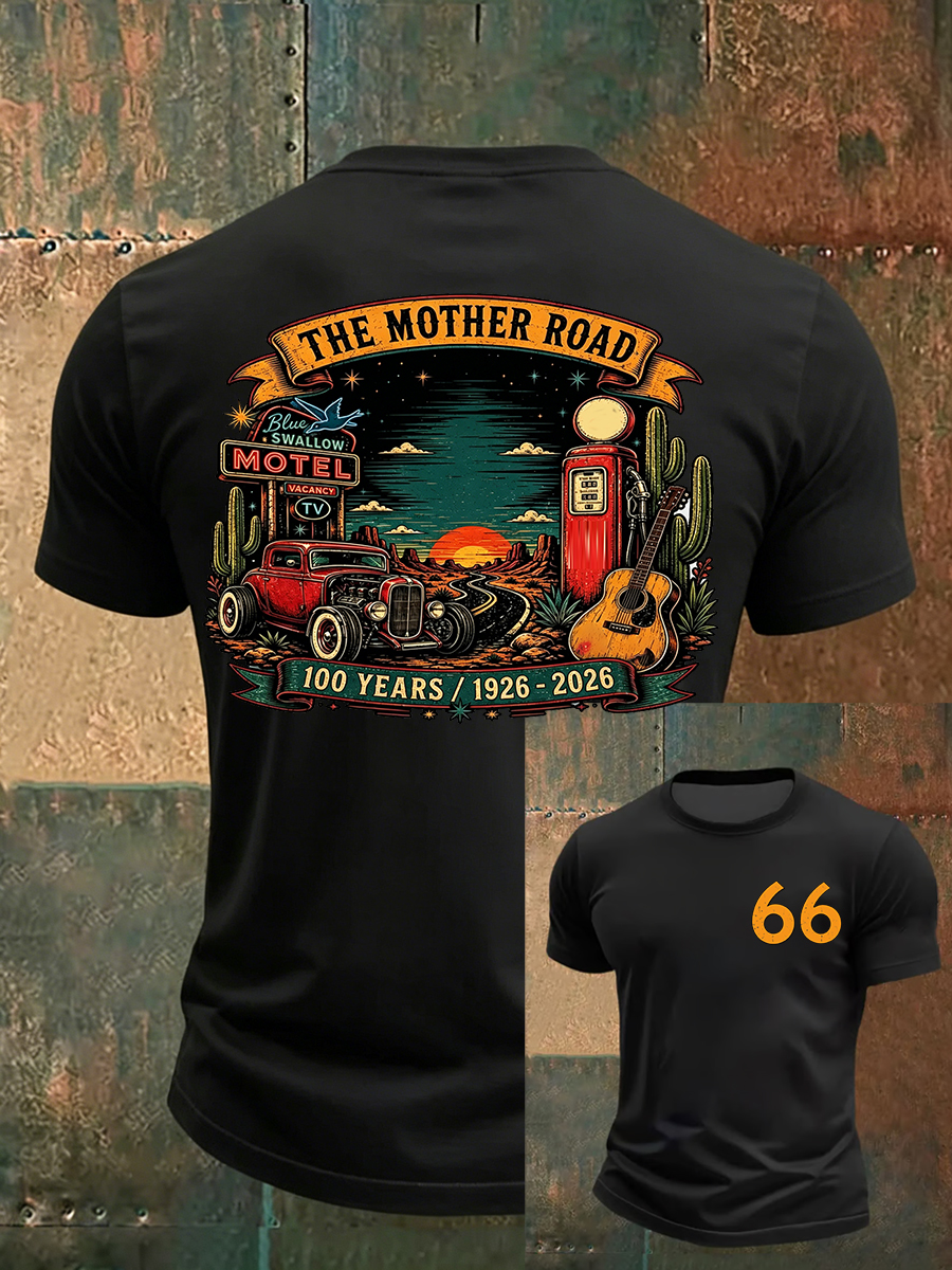 Men's Commemorates The 100th Anniversary Of U.S. Route 66 Print T-Shirt