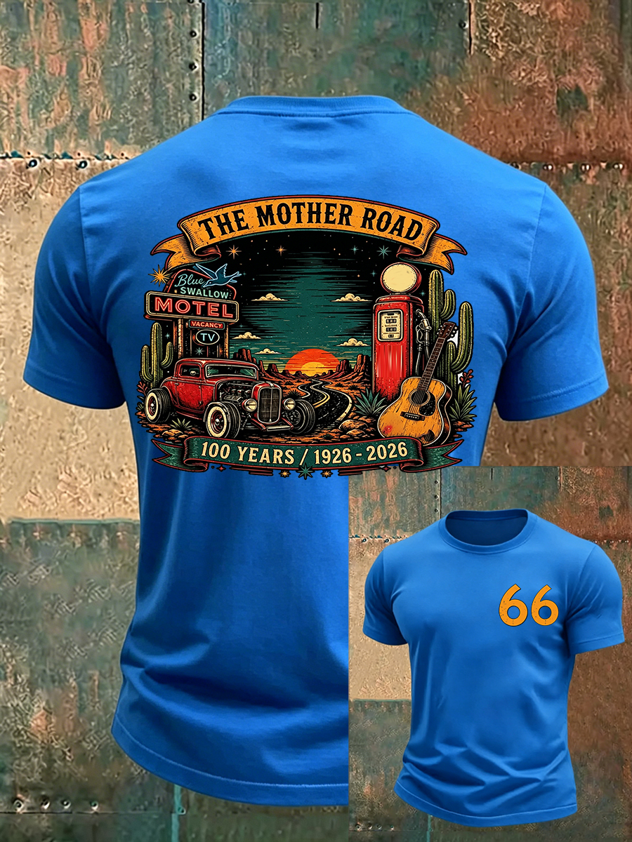 Men's Commemorates The 100th Anniversary Of U.S. Route 66 Print T-Shirt