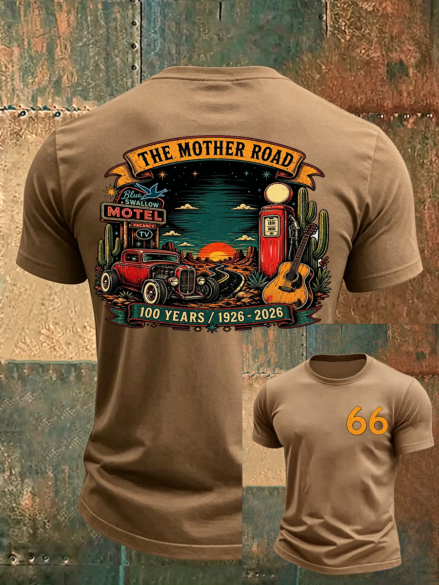 Men's Commemorates The 100th Anniversary Of U.S. Route 66 Print T-Shirt
