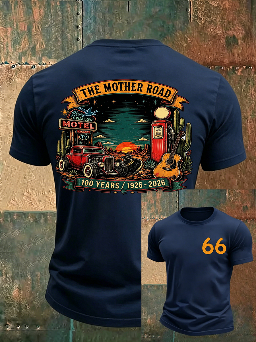 Men's Commemorates The 100th Anniversary Of U.S. Route 66 Print T-Shirt