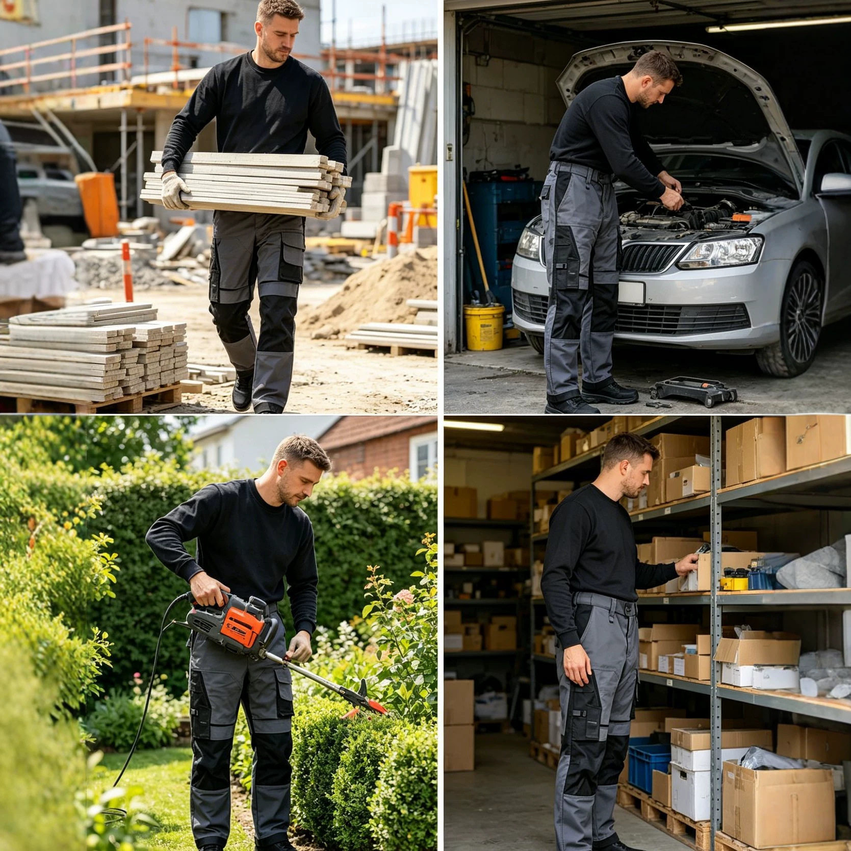 Men's Durable Reinforced Knee Outdoor Work Trousers with Multi-Pockets