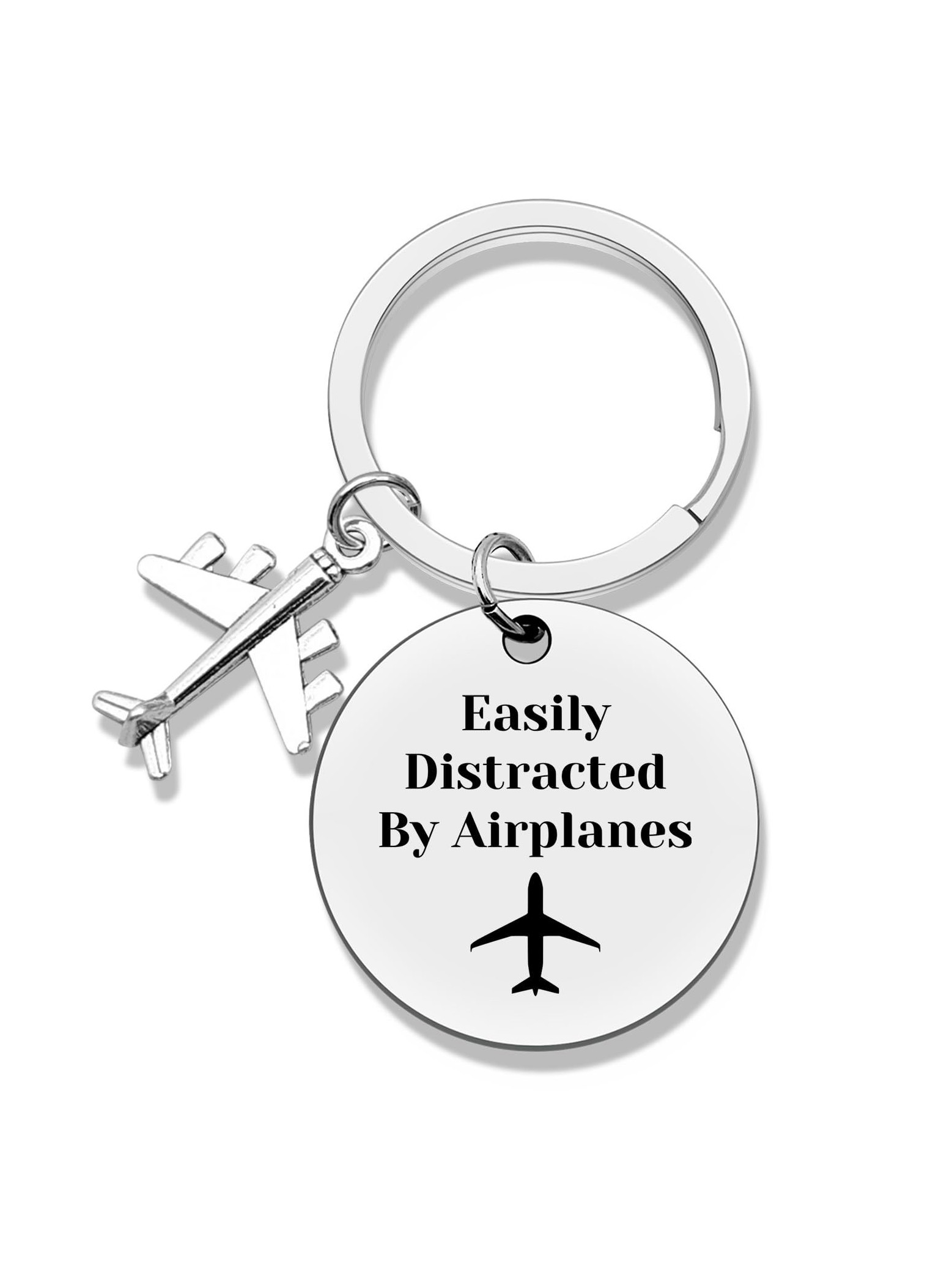 Letter Aircraft Shaped Couples And Lovers Pilot Stainless Steel Keychain