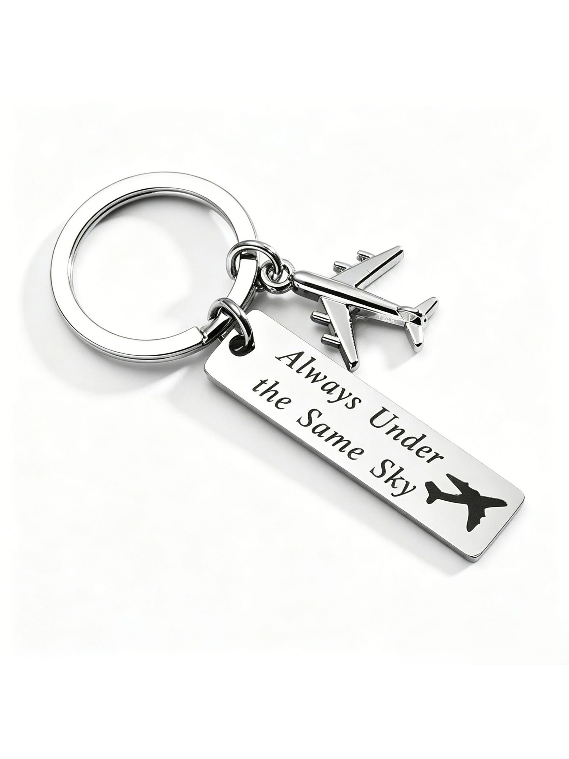 Letter Aircraft Shaped Couples And Lovers Pilot Stainless Steel Keychain