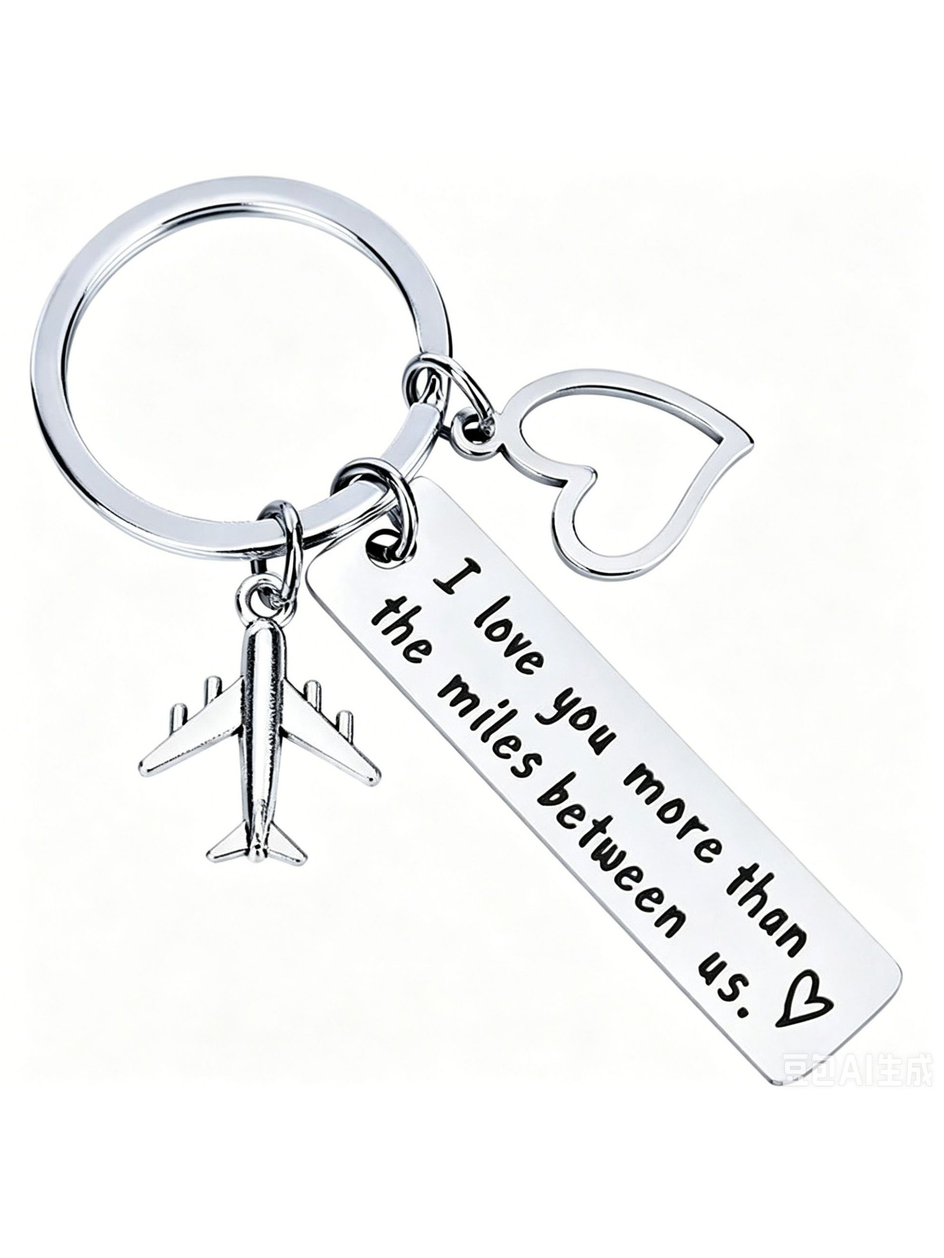 Letter Aircraft Shaped Couples And Lovers Pilot Stainless Steel Keychain