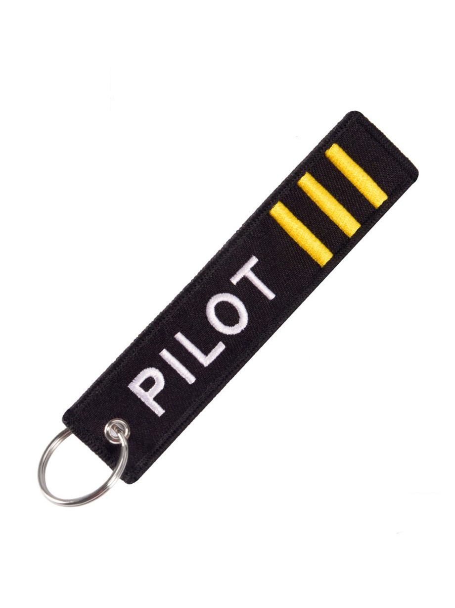 Aviation-Themed Pilot Crew Commemorative Embroidered Phrases Pendant Keychain