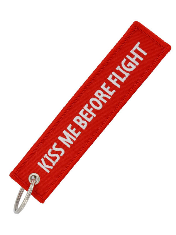 Aviation-Themed Pilot Crew Commemorative Embroidered Phrases Pendant Keychain