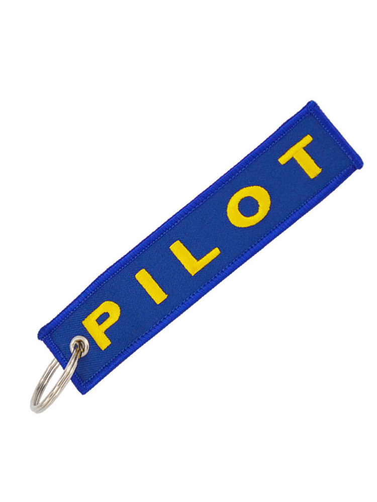 Aviation-Themed Pilot Crew Commemorative Embroidered Phrases Pendant Keychain