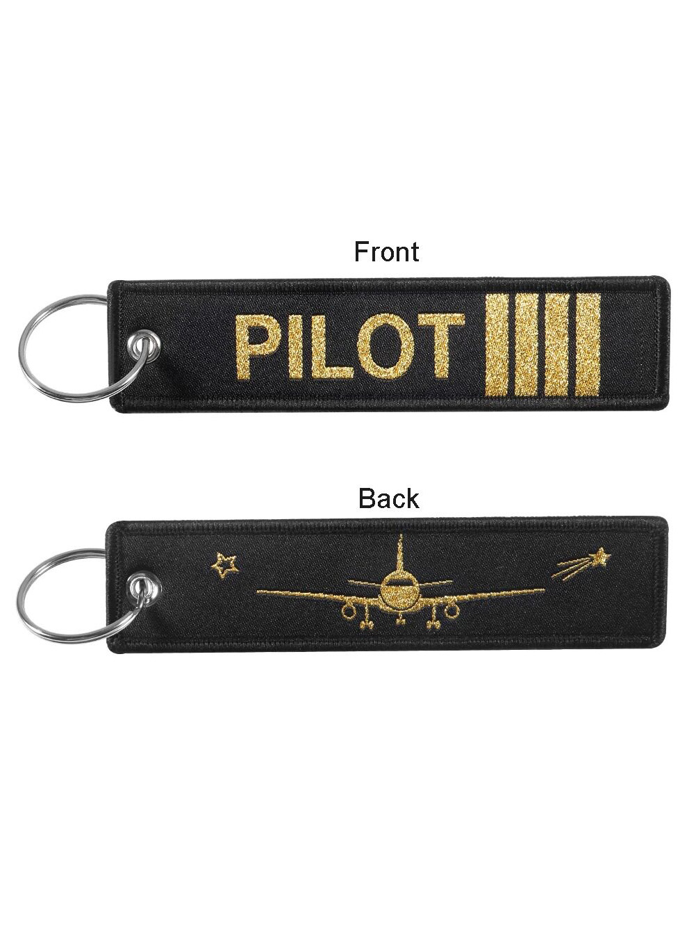 Aviation-Themed Pilot Crew Commemorative Embroidered Phrases Pendant Keychain