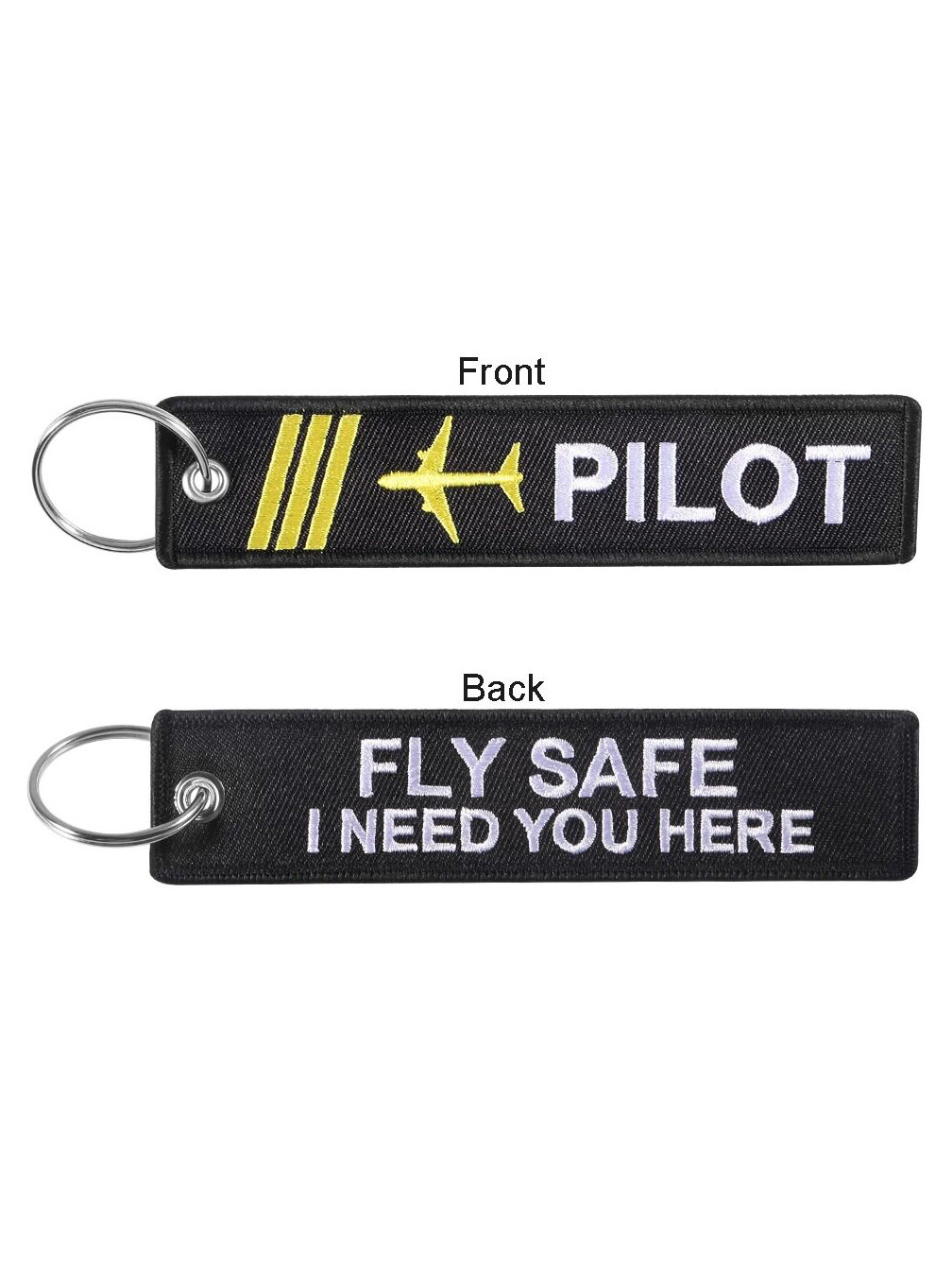 Aviation-Themed Pilot Crew Commemorative Embroidered Phrases Pendant Keychain