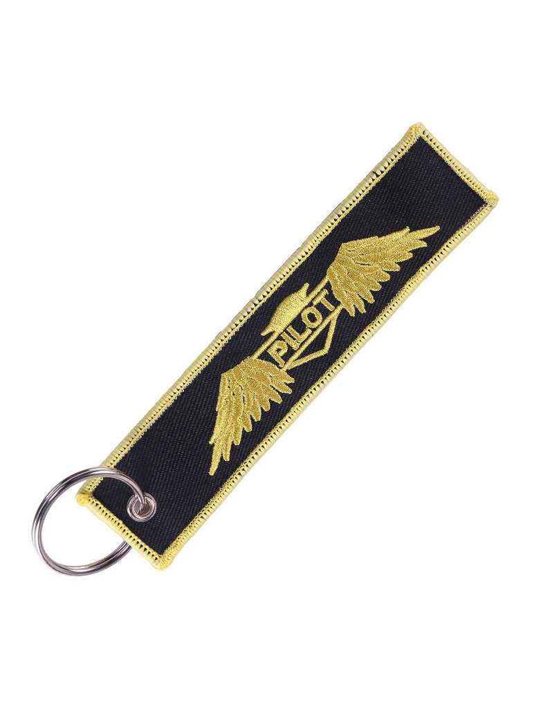 Aviation-Themed Pilot Crew Commemorative Embroidered Phrases Pendant Keychain