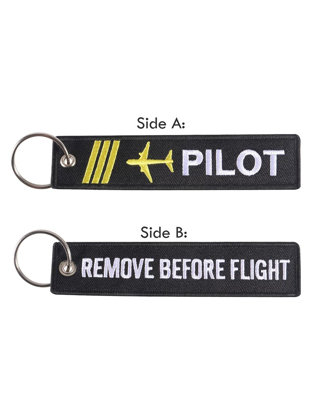 Aviation-Themed Pilot Crew Commemorative Embroidered Phrases Pendant Keychain
