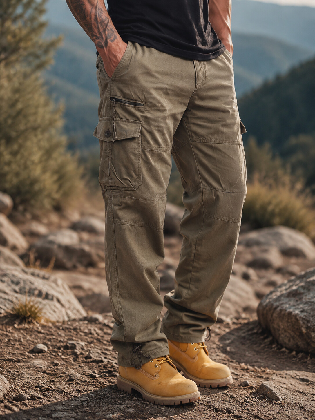 Men's Loose-Fit Casual Cargo Pants with Multiple Pockets