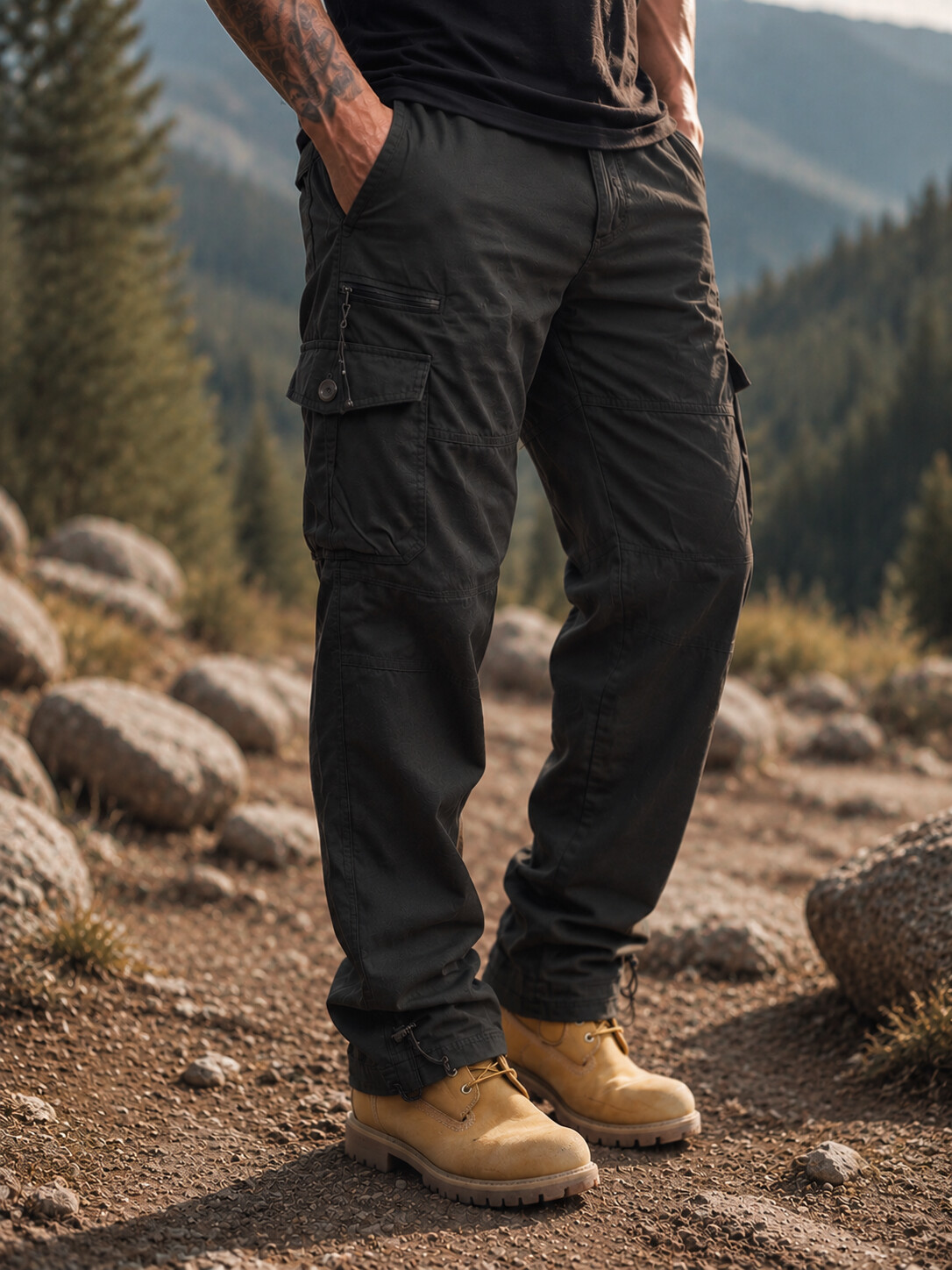 Men's Loose-Fit Casual Cargo Pants with Multiple Pockets